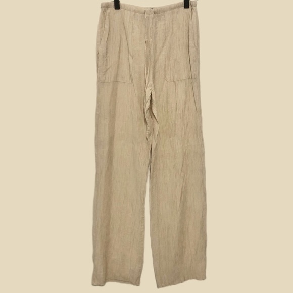 Zara Nude Beige Crinkle Effect Pull-on Drawstring Pants Size XS - Picture 1 of 10
